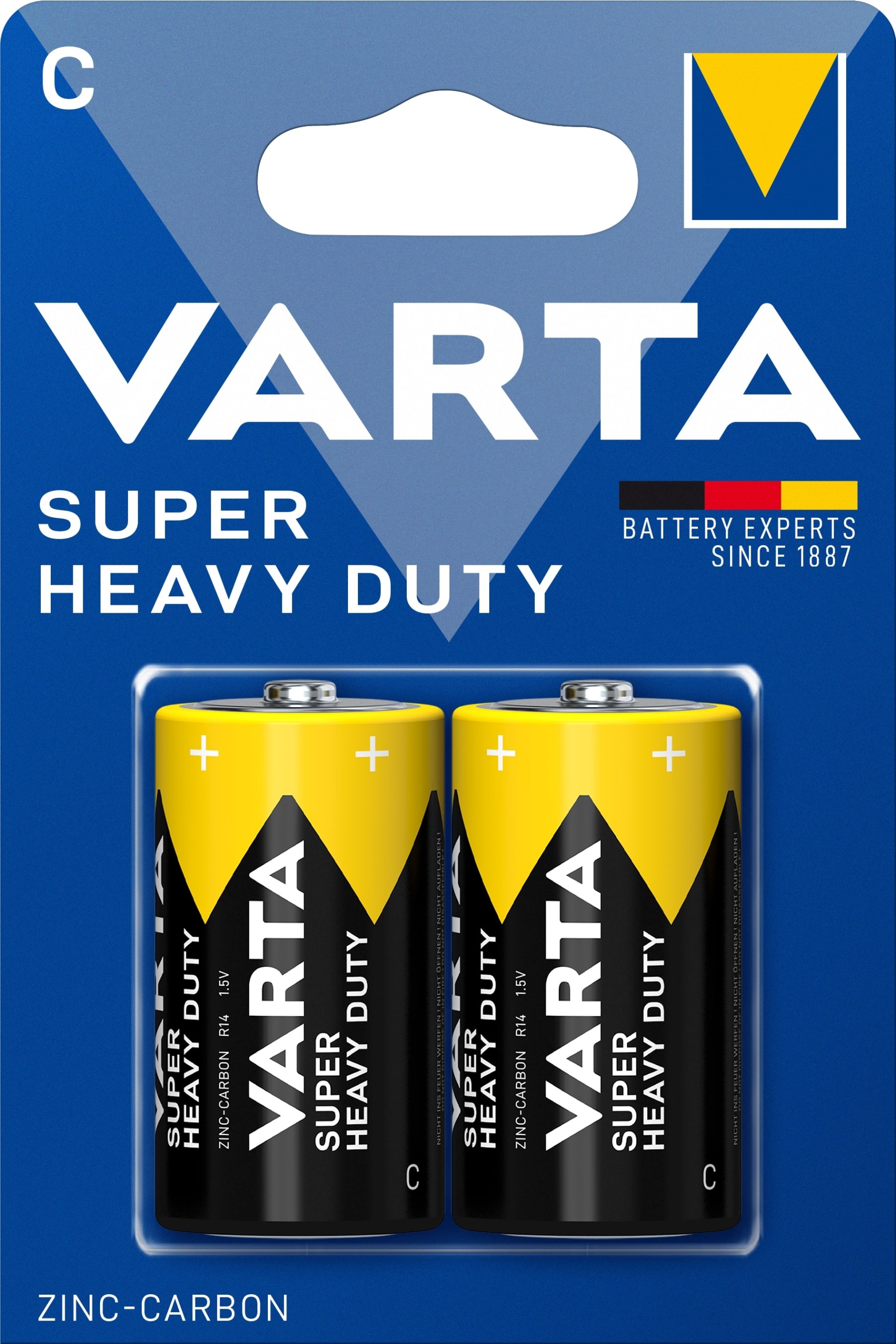 VARTA Super Heavy Duty Zinc Carbon C R14 Batteries Pack of 2 